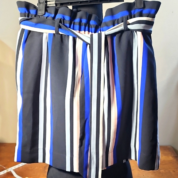 Express Dresses & Skirts - NWT Express  Striped Mini Skirt With Pockets And Paper Bag Waist Belted Size Med